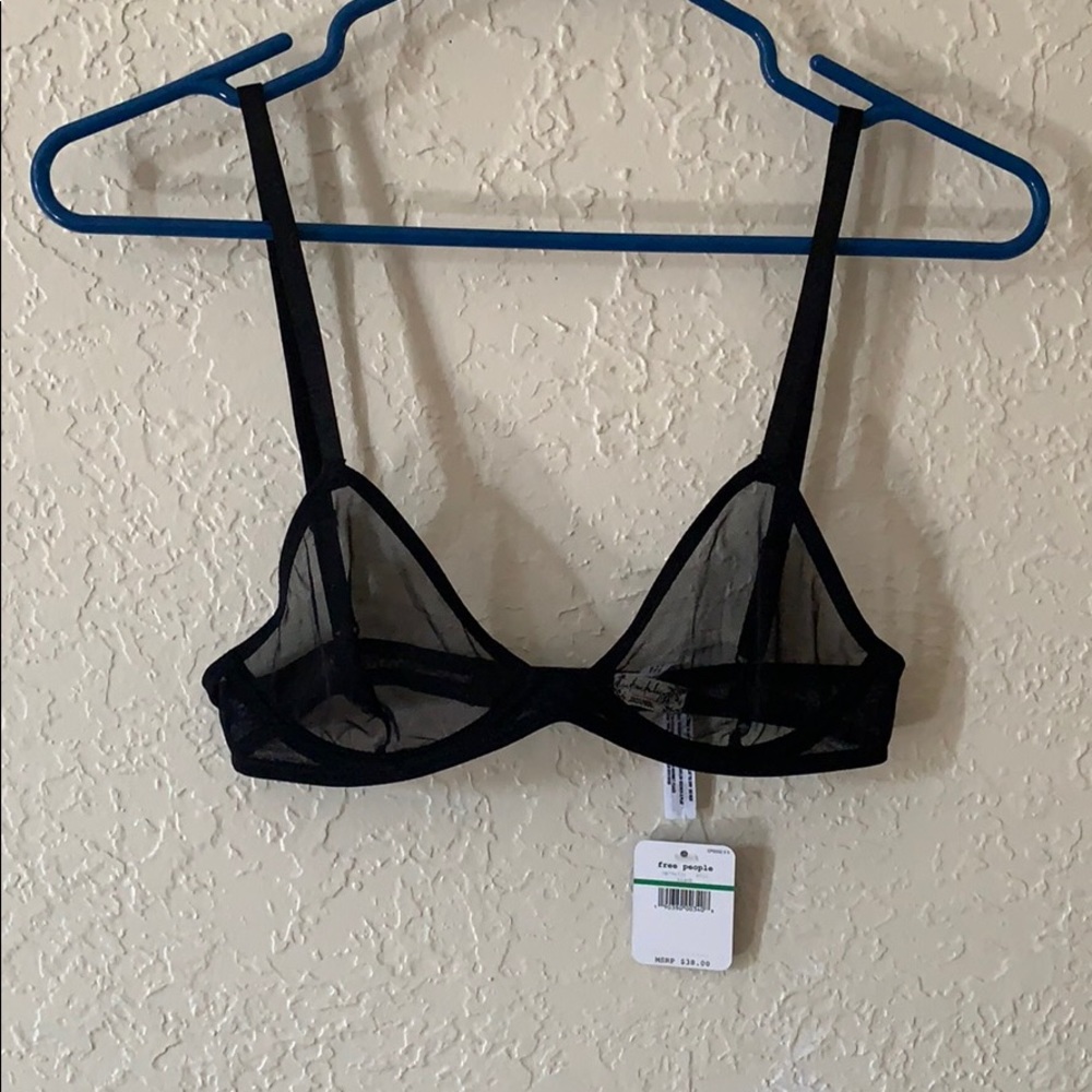 Free People Mesh Underwire Bra black 32C NWT
